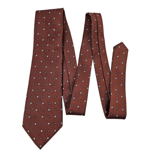 Jos A Bank Mens Silk Tie Executive Collection Brown Geometric Pattern NWT - Picture 8 of 8